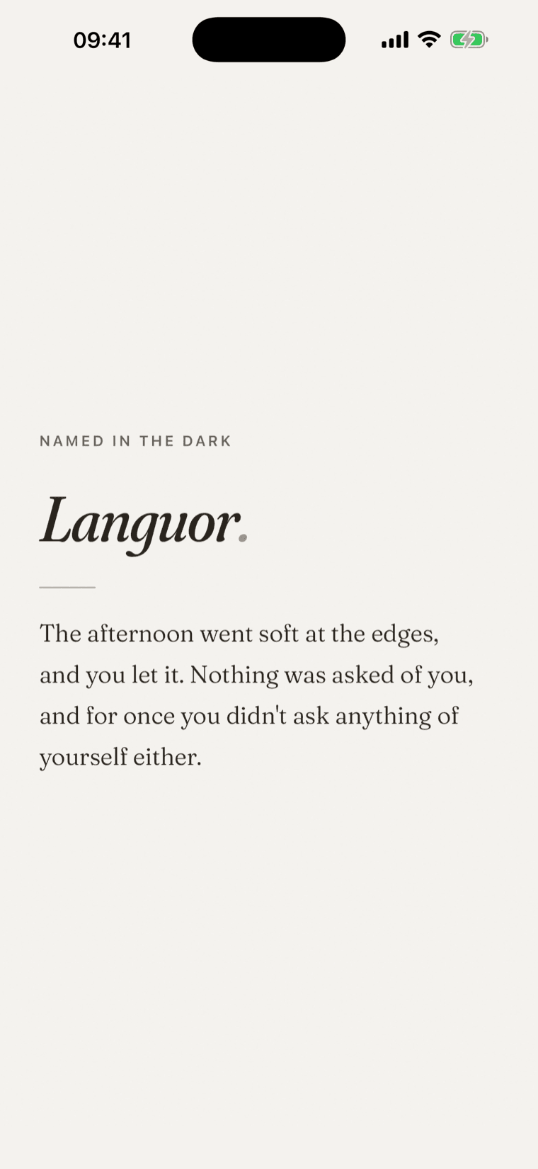 Mantria — a named feeling, with its literary line