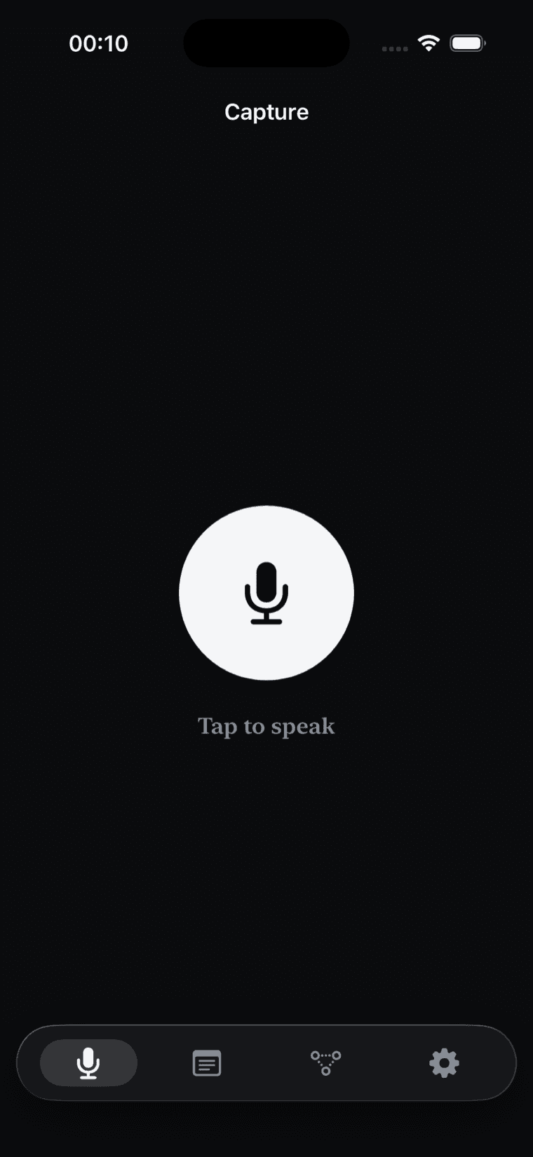 Notabe — voice capture screen
